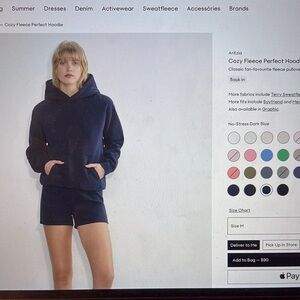 Aritzia Cozy Fleece Perfect Hoodie - Dark Blue